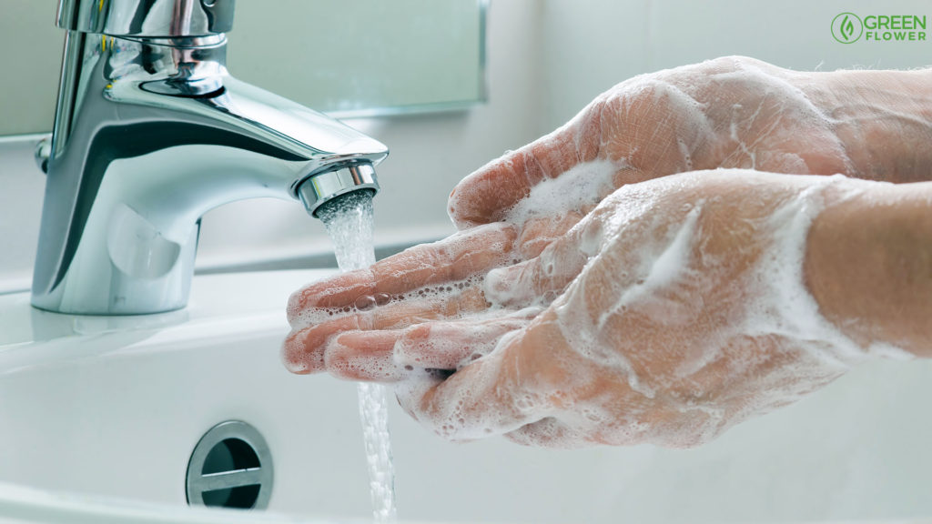 hand washing with soap