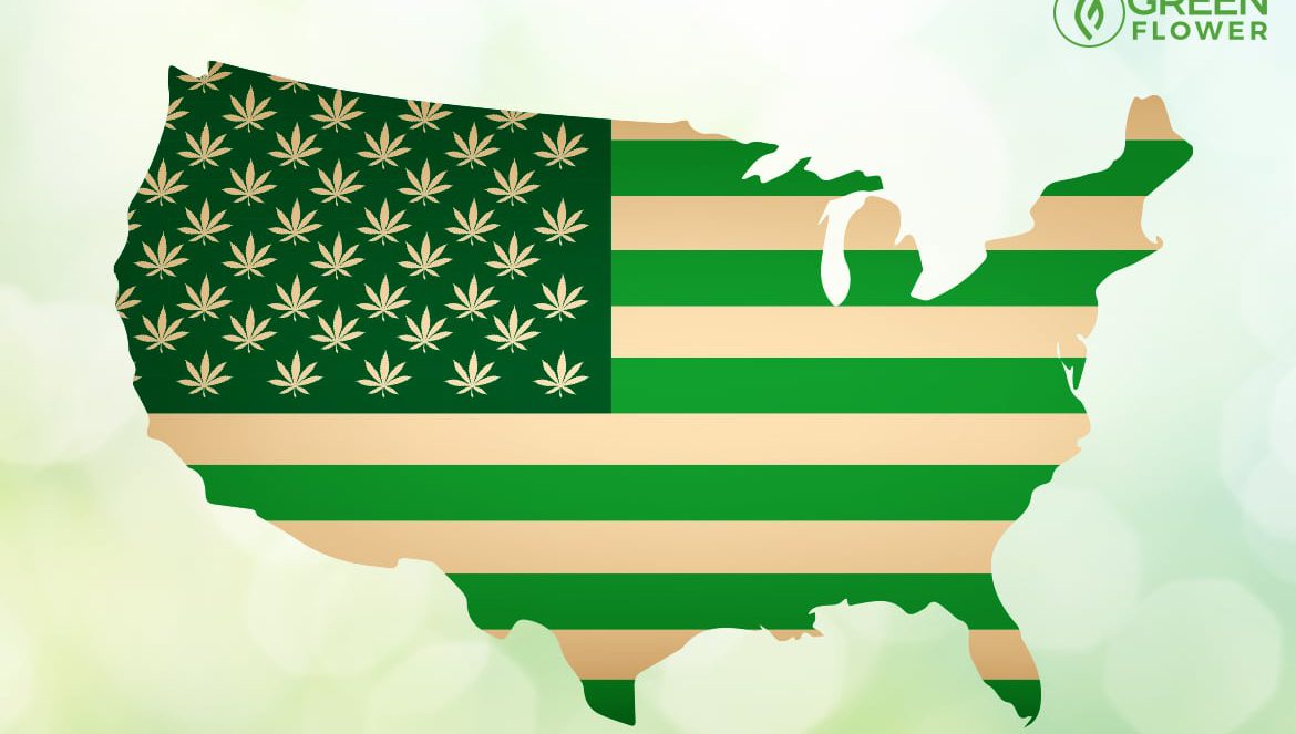 cannabis flag map of united states